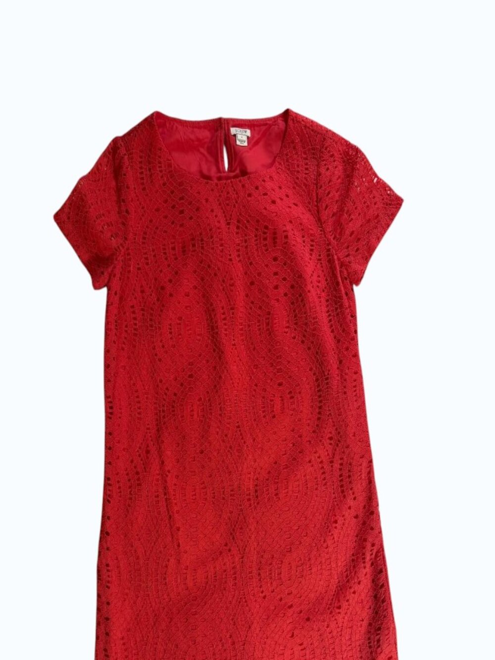 J.Crew Red Lace Sheath Dress Women's Size 6 NWT Look Cap Sleeve Lined